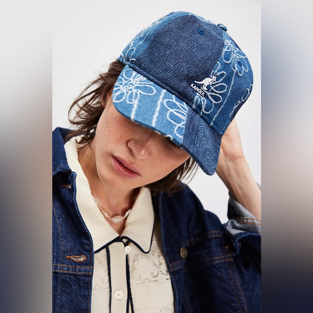 NWT Free People + Kangol Denim Mashup Baseball Hat In Medium Blue
